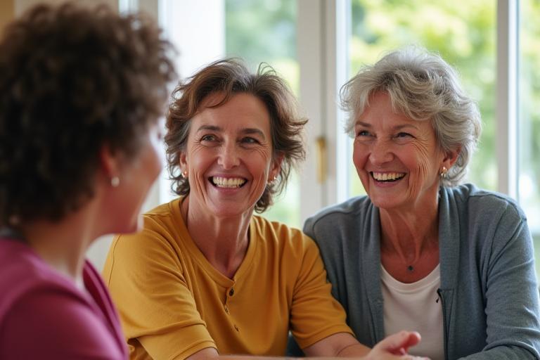 Women 40+ supporting each other in wellness community